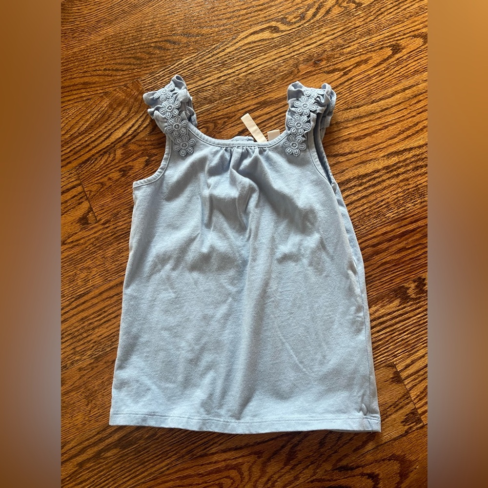 Janie and Jack Blue Ruffle Floral Strap Tank Top Girls 8